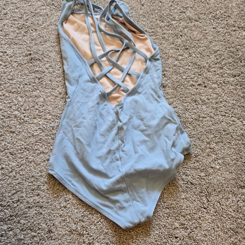 Theatricals Girls Light Blue Crisscross Back Dance Leotard LC